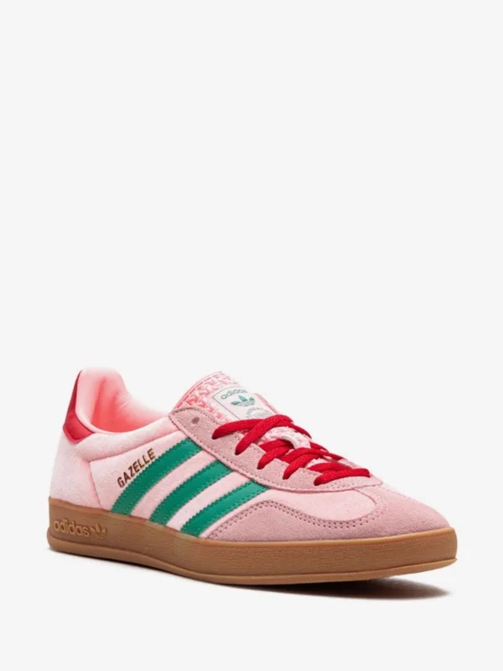 adidas Gazelle Sneakers with Green Stripes and Red Laces